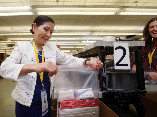 Spouses of US Governors Assemble Hygiene Kits at Church Humanitarian Center