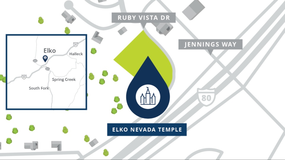 Mapa de ubicación del templo de Elko-Nevada