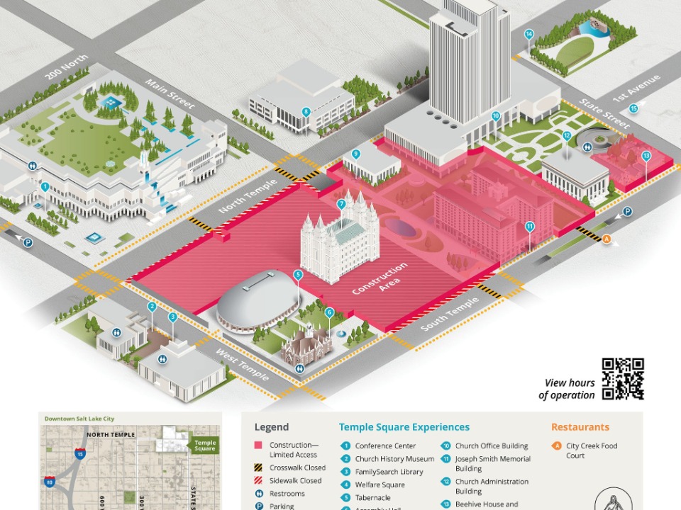 Temple Square Renovation Access Map May 2023