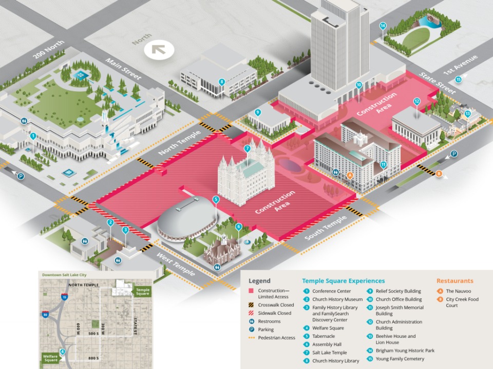 Temple Square Renovation Main Street Plaza map March 2022