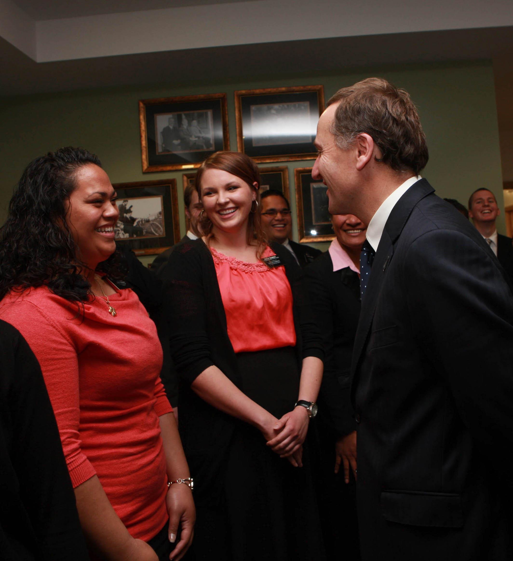 Mormon sister missionaries and Prime Minister of New Zealand